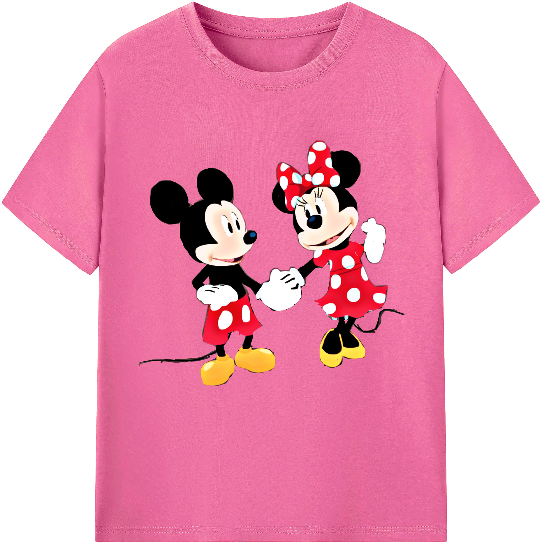 （画像用） ミッキーマウス Mickey Mouse レディースカジュアルプリントTシャツ（綿100％）